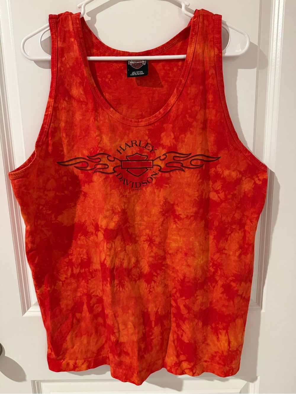 Harley-Davidson Red & Orange Tie-Dye Flame Logo Tank